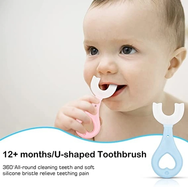 U-Shaped Soft Food Grade Silicone Baby Toothbrush for Kids (2-6 Years) – Teething & Oral Care