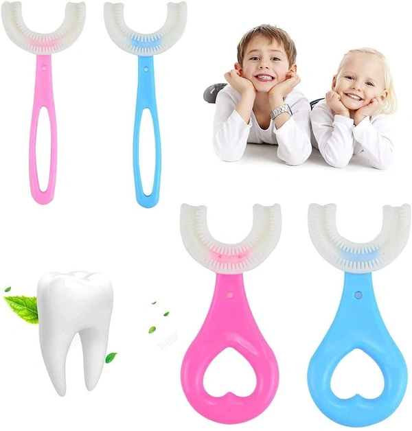 U-Shaped Soft Food Grade Silicone Baby Toothbrush for Kids (2-6 Years) – Teething & Oral Care