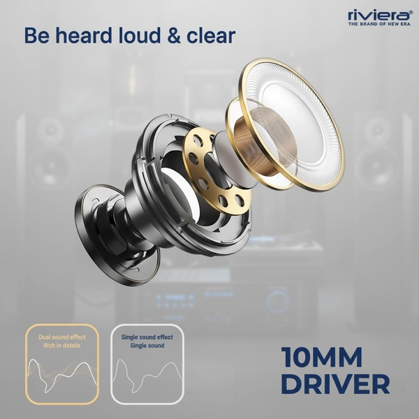 Riviera Orbit Wireless Bluetooth Earbuds with ANC & ENC Noise Cancellation | In-Ear Earphones with Mic, Touch Control, 30 Hours Playtime & Digital Power Display