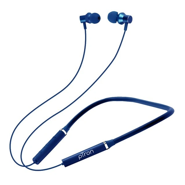 PTron pTron Tangentbeat Wireless Bluetooth Neckband Earphones with Mic – Dark Blue | In-Ear, Long Battery Life & Premium Sound