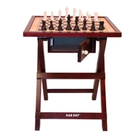 KD WMX Aarkay Chess Table Wooden Handmade Chess Full Size Table Chess Set with Folding Game Board | Home, Office, Travelling and Gift Uses