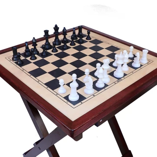 KD WMX Aarkay Chess Table Wooden Handmade Chess Full Size Table Chess Set with Folding Game Board | Home, Office, Travelling and Gift Uses