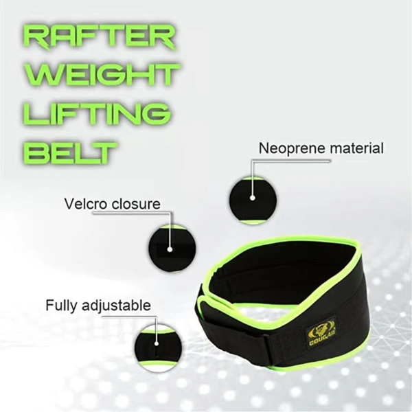 KD Cougar Rafter Weight Lifting Belt Pro Quality Neoprene Back Support Belt and Stainless Steel Hook and Loop Design - Wide Soft Feel Padding