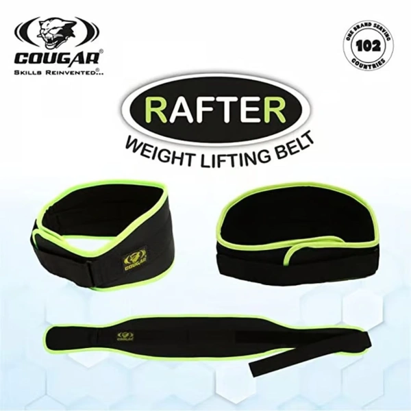 KD Cougar Rafter Weight Lifting Belt Pro Quality Neoprene Back Support Belt and Stainless Steel Hook and Loop Design - Wide Soft Feel Padding