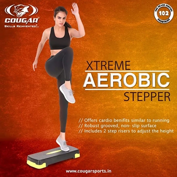 KD Cougar Extreme Aerobic Stepper for Home and Gym Exercise Fitness Stepper, 2 Level Adjustable Height Aerobics Stepper Exercise Platform for Indoor and Outdoor Workouts