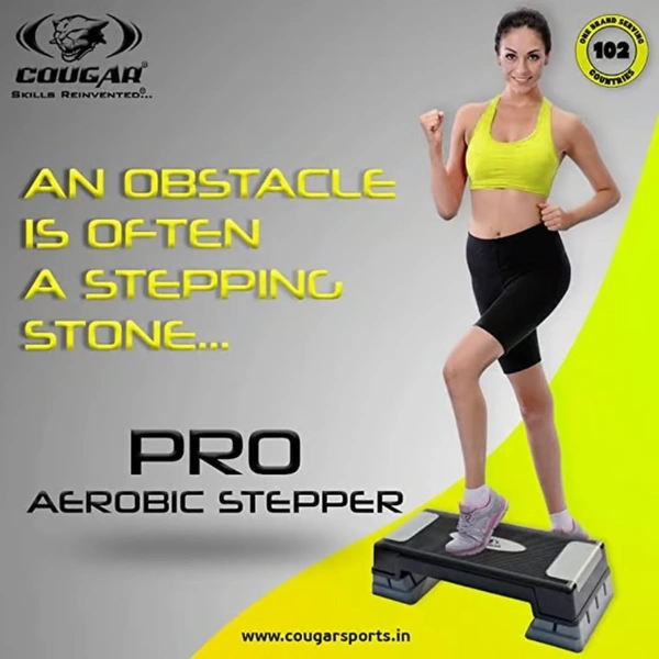 KD Cougar Extreme Aerobic Stepper for Home and Gym Exercise Fitness Stepper, 2 Level Adjustable Height Aerobics Stepper Exercise Platform for Indoor and Outdoor Workouts