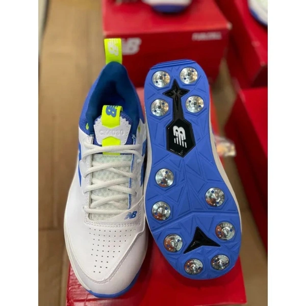 KD New Balance CK 4030 W5 Cricket Spikes Shoes, White Blue - UK / IND 8