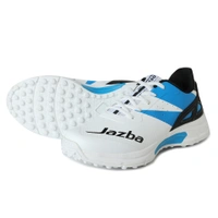 KD WMX KD Cricket Shoes for Men Rubber Spikes Hockey Shoe, Multi Purpose Outdoor All Round Performance Footwear for Turf & Grass (White Blue) - UK / IND 10