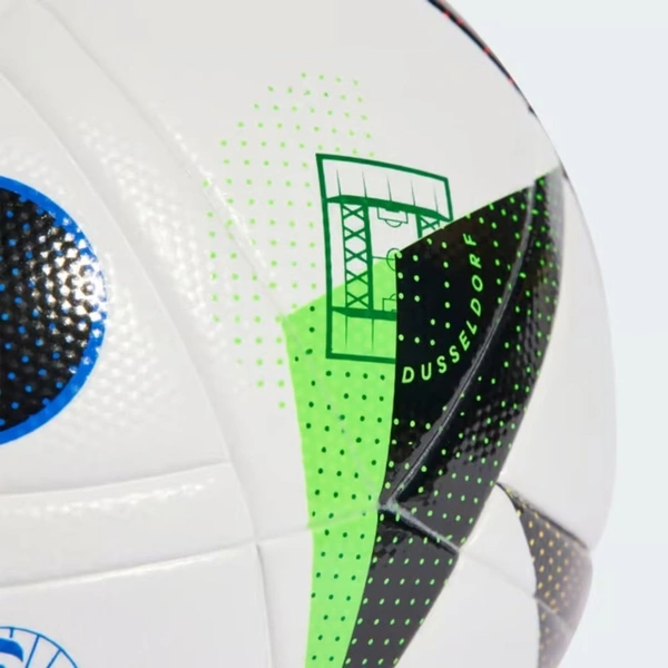 KD ADIDAS FUSSBALLLIEBE LEAGUE FOOTBALL BALL | SIZE 5 I WHITE / BLACK / GLOW BLUE