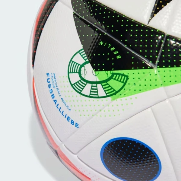 KD ADIDAS FUSSBALLLIEBE LEAGUE FOOTBALL BALL | SIZE 5 I WHITE / BLACK / GLOW BLUE