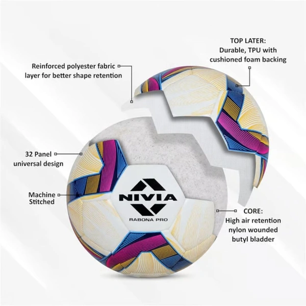 KD Nivia Rabona Pro White Football Training Football | Size 5