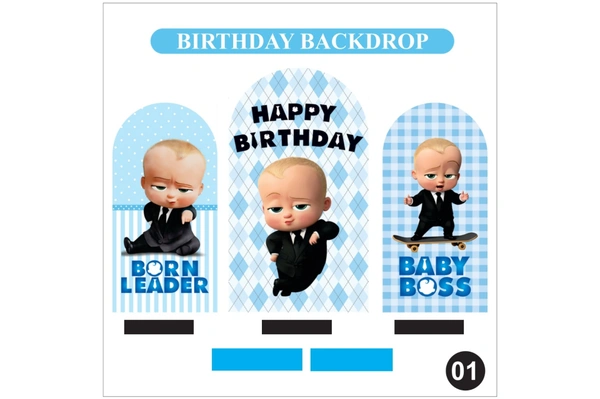 Baby Boss Birthday Backdrop Set – Blue Theme Boss Baby Birthday Decoration Backdrop