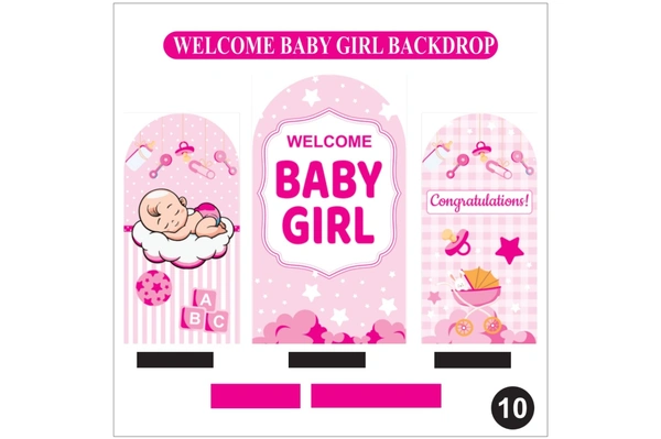 Welcome Baby Girl Backdrop Set – Pink Newborn Baby Decoration Backdrop