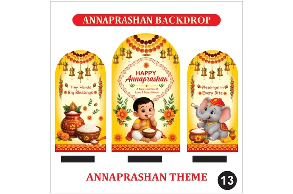 Annaprashan Backdrop Set – Traditional Yellow Baby Rice Ceremony Decoration Backdrop