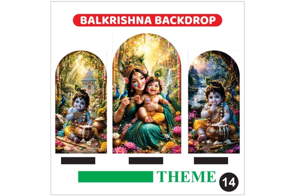 Balkrishna Backdrop Set – Lord Krishna Theme Religious Decoration Backdrop
