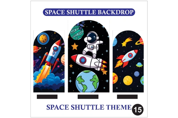 Space Shuttle Birthday Backdrop Set – Rocket & Astronaut Kids Party Decoration Backdrop