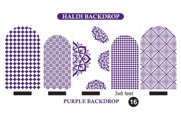Haldi Purple Backdrop Set – Purple Traditional Pattern Decoration Backdrop
