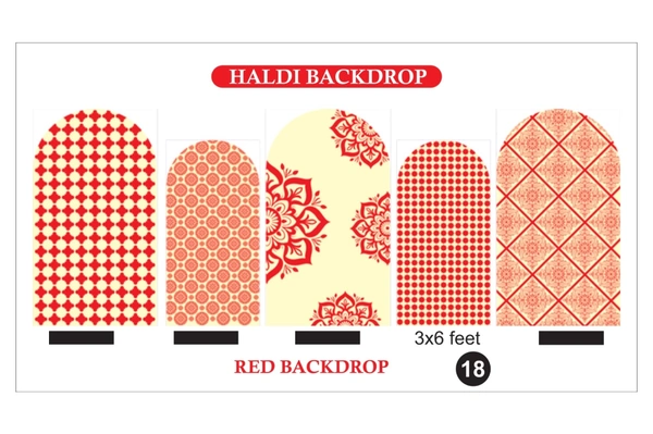 Haldi Red Backdrop Set – Red Traditional Wedding Decoration Backdrop