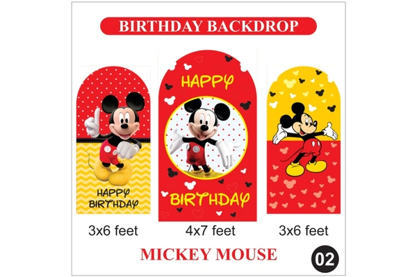 Mickey Mouse Birthday Backdrop Set – Red & Yellow Theme Birthday Decoration Backdrop