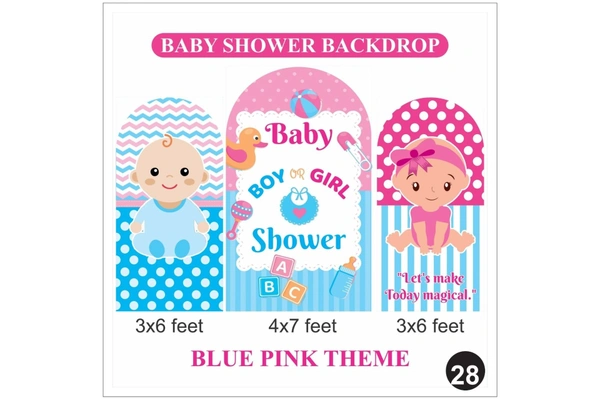 Baby Shower Blue Pink Theme Backdrop Set – Boy or Girl Baby Shower Decoration