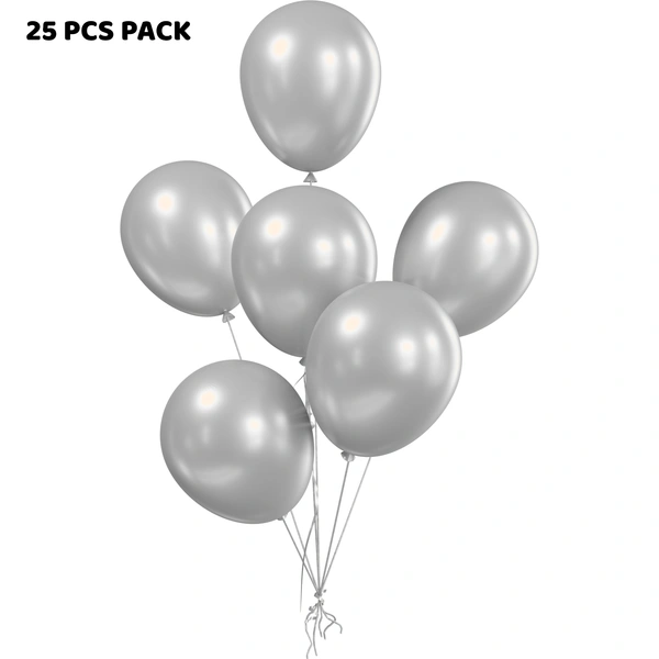 SILVER COLOUR 25 PCS METALLIC BALLOON
