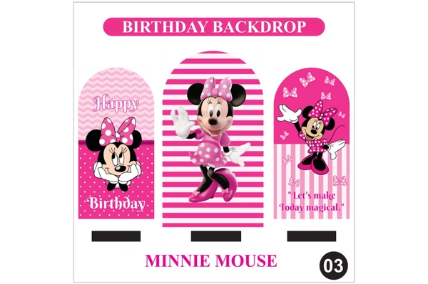 Minnie Mouse Birthday Backdrop Set – Pink Cartoon Theme Party Decoration Backdrop