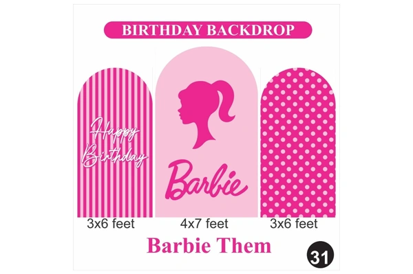 Barbie Theme Birthday Backdrop Set – Pink Girl Birthday Decoration