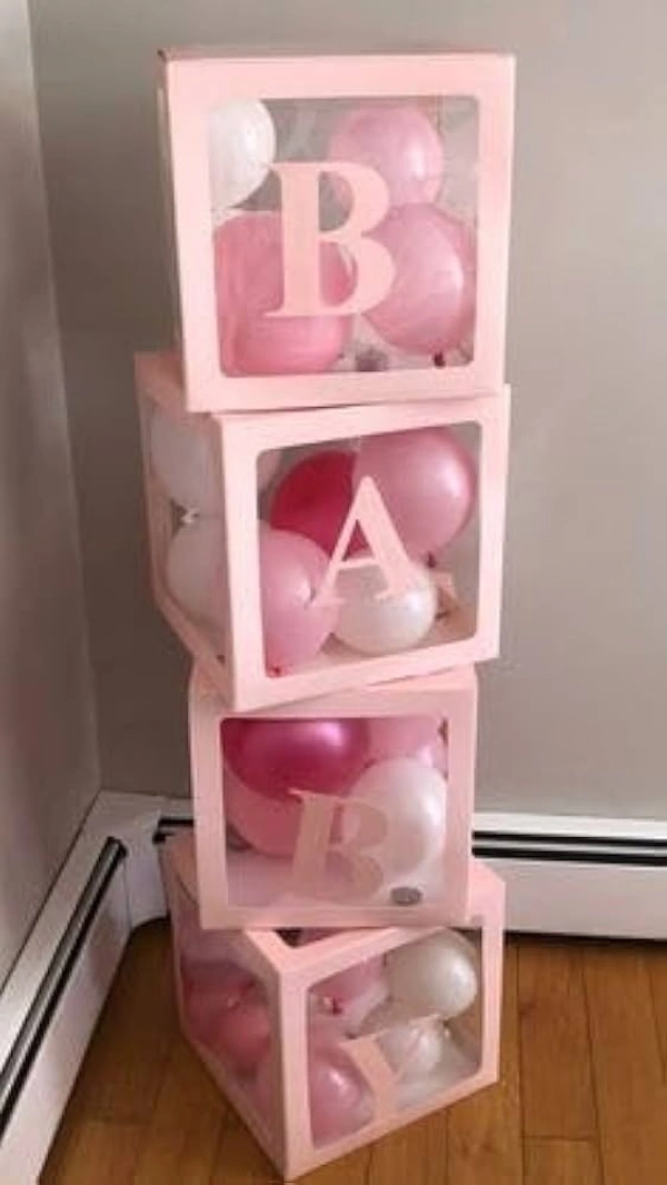 KIWI PARTY Pink Baby Balloon Box Set for Baby Shower, Gender Reveal & First Birthday