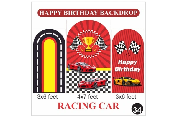 Racing Car Birthday Backdrop Set – Boys Car Theme Birthday Decoration