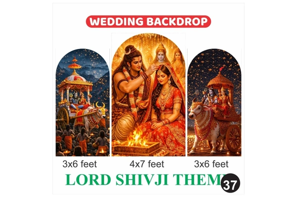 Lord Shivji Wedding Backdrop Set – Shiv Parvati Divine Marriage Theme Decoration