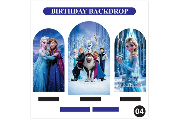 Frozen Theme Birthday Backdrop Set – Blue Princess Party Decoration Backdrop