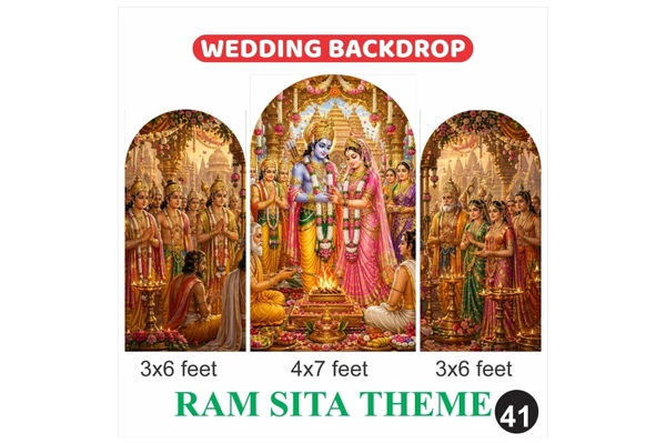 Ram Sita Wedding Backdrop Set – Divine Hindu Marriage Theme Decoration