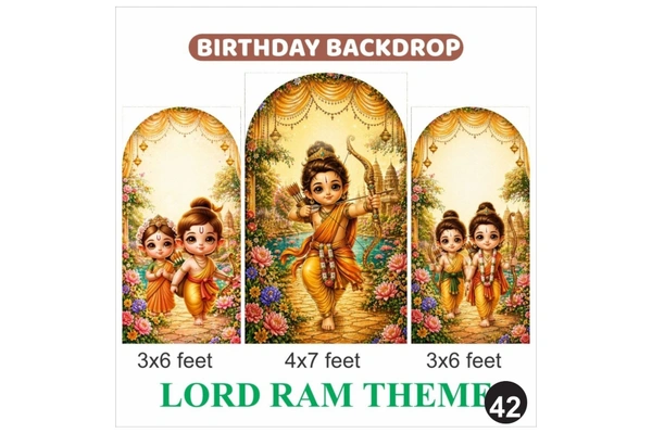Lord Ram Birthday Backdrop Set – Ram Theme Kids Birthday Decoration