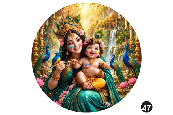 Radha Krishna Round Backdrop – Divine Baby Krishna Theme Decoration
