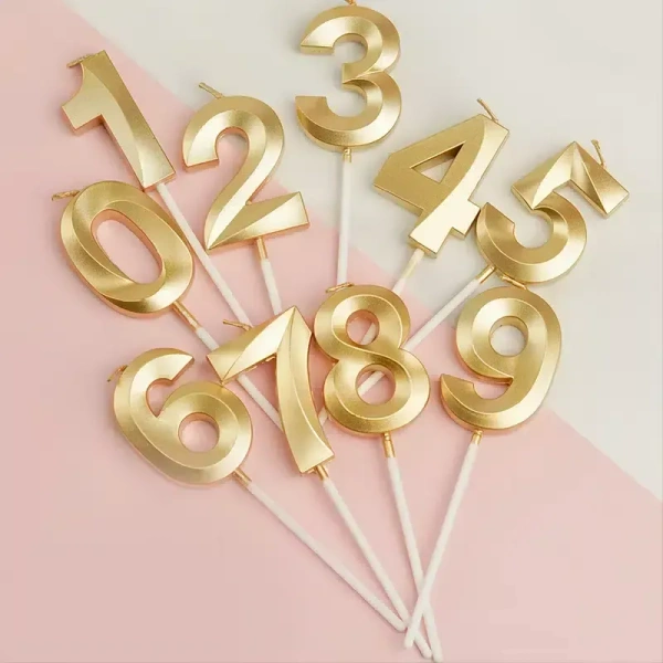 Gold Number Candles – Premium Metallic Cake Topper