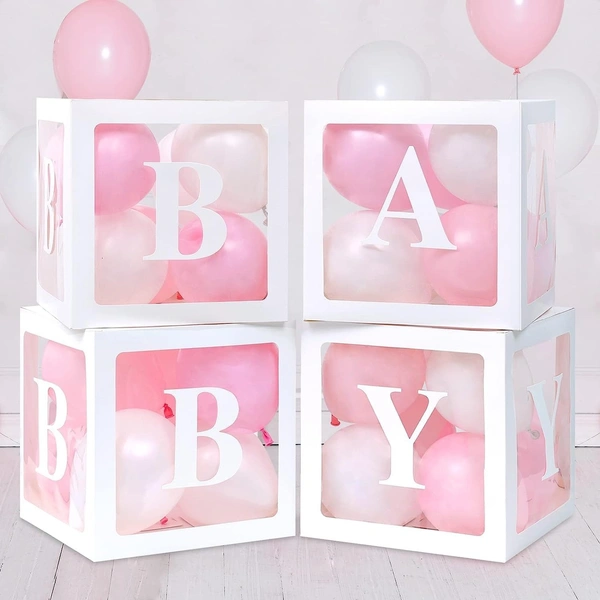 KIWI PARTY White Baby Balloon Box Set for Baby Shower, Gender Reveal & First Birthday