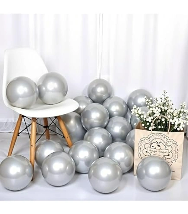 SILVER COLOUR 25 PCS METALLIC BALLOON