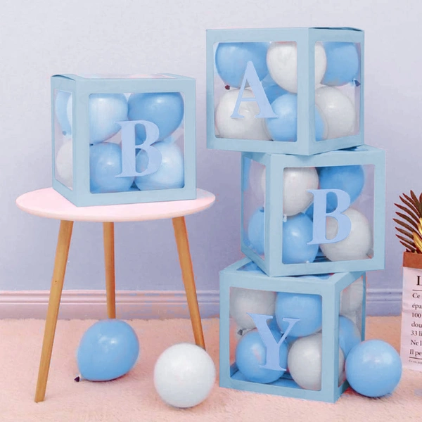 KIWI PARTY Blue Baby Balloon Box Set for Baby Shower, Gender Reveal & First Birthday