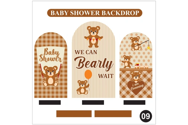 Baby Shower Teddy Bear Backdrop Set – Brown Bear Theme Decoration Backdrop