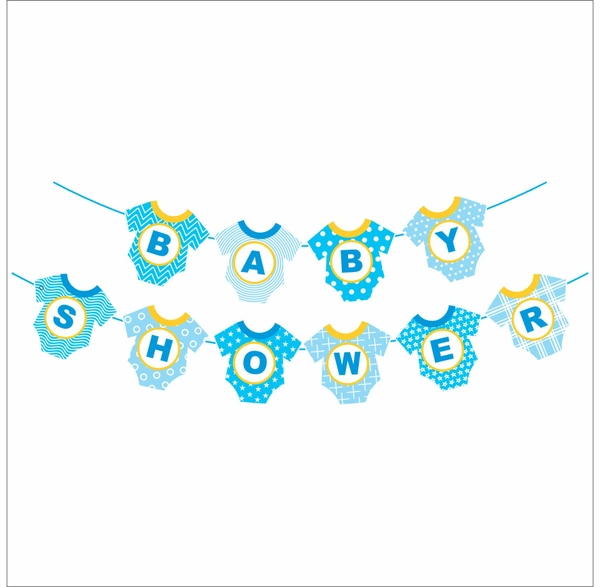Baby Shower Banner – Blue Clothes Cut-Out Design (Bulk Supply)