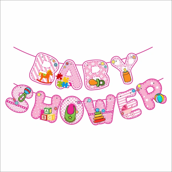 Baby Shower Banner – Gift Box Pink Cartoon Print (Wholesale)