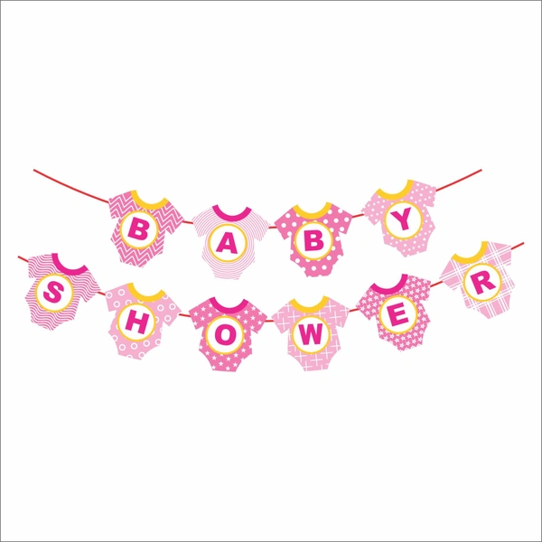 Baby Shower Banner – Pink Clothes Cut-Out Design (Bulk Supply)