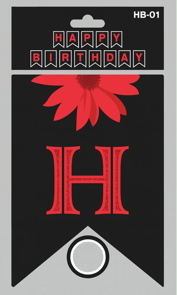 Black & Red "Happy Birthday" Flag Banner – HB-01