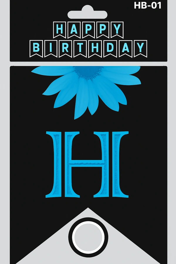 Blue & Black "Happy Birthday" Flag Banner – HB-01