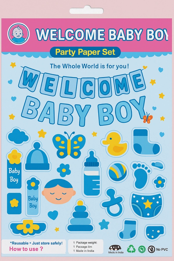 Welcome Baby Boy Party Paper Set