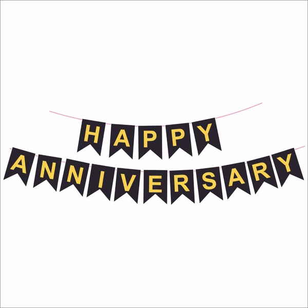 Happy Anniversary Banner - Black & Gold Theme