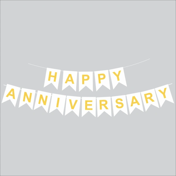 Happy Anniversary Banner - White & Golden Theme