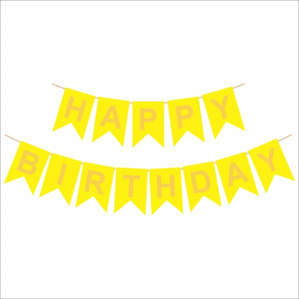 Happy Birthday Banner – Yellow with Light Orange Letters
