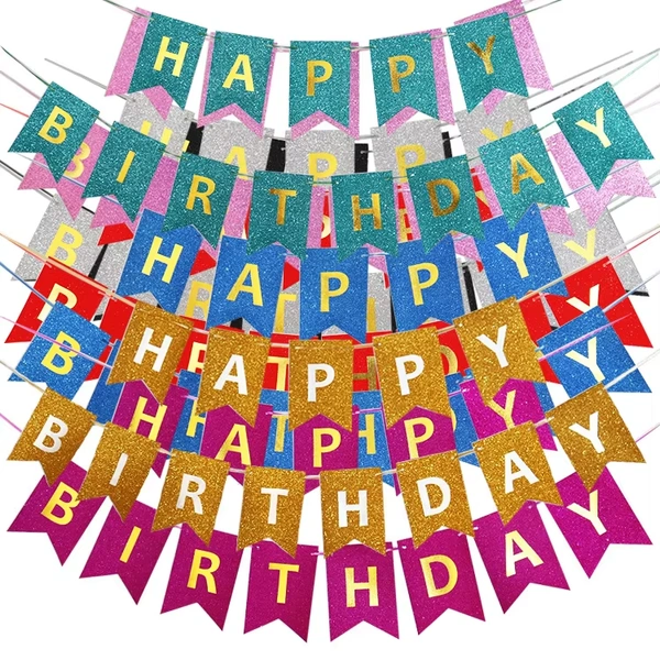 HAPPY BIRTHDAY GLIITER BANNER CUT