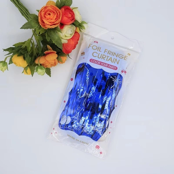 MADE IN CHINA Foil Rain Curtain (Shiny Metallic) BLUE